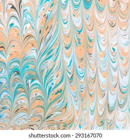 Vector abstract ebru orange and green color background