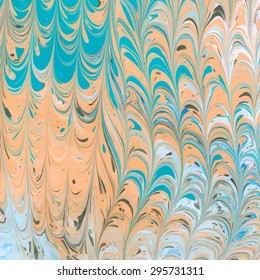 Vector abstract ebru orange and green color background