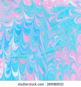 Vector abstract ebru pink and blue pastel color handmade background