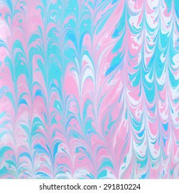 Vector abstract ebru pink and blue pastel color handmade background