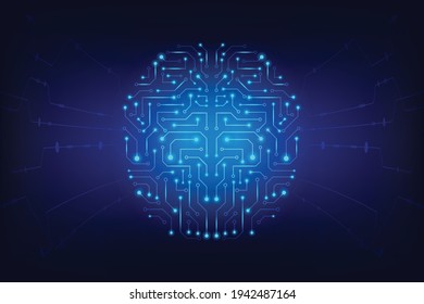 Cerebro digital de circuito eléctrico abstracto vectorial con inteligencia artificial conceptual.