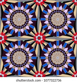 Vector abstract elegance seamless pattern with beige, brown and black flowers.