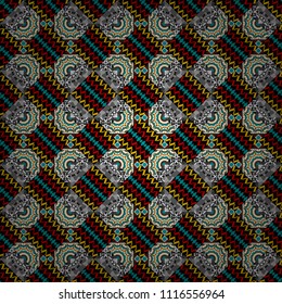 Vector abstract elegance seamless pattern with white, blue and green flowers.