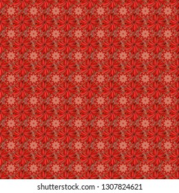 Vector abstract elegance seamless pattern with orange, red and pink flowers.