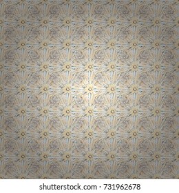Vector abstract elegance seamless pattern with blue, white and beige flowers.