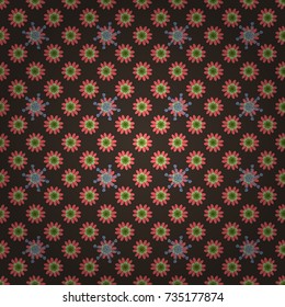 Vector abstract elegance seamless pattern with green, brown and pink flowers.