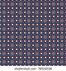Vector abstract elegance seamless pattern with beige, blue and brown flowers.