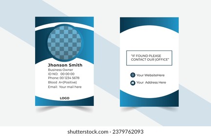 Diseño de tarjeta de identificación de curva elegante de vectores, vector de plantilla de tarjeta de identidad profesional para empleados y otros.