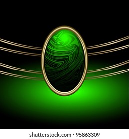 vector abstract elegant design background Green and black, with gold, The vintage vignette in ancient style, malachite a cameo in a gold framework