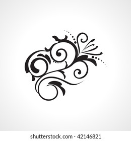 vector abstract element black floral tattoo