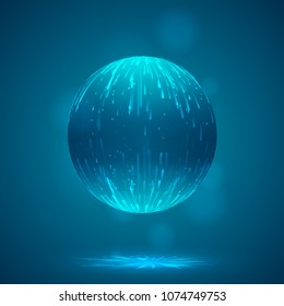 vector abstract element with explosion, sphere and glow, a hurricane and a stream of bright reflections.