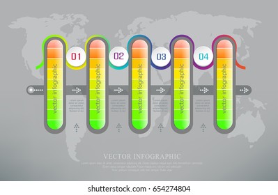 Vector abstract element  Strategy in stages.Steps of development,teamwork.Business concept illustrated in four stages,parts,steps.Graph,diagram,presentation infographic template on the map background 