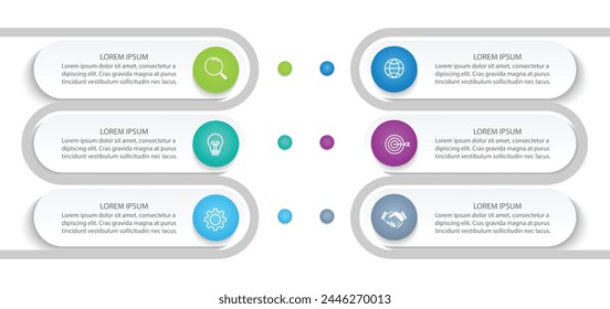 Vector abstract elements of graph infographic template with label, integrated circles. business concept with 6 options.