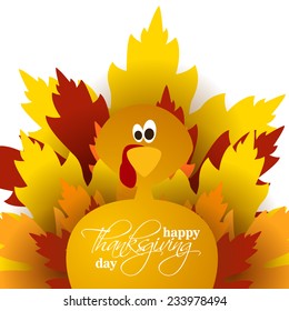 vector abstract elements on autumn holiday Thanksgiving, turkey, turkey yellow leaves