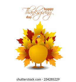 vector abstract elements on autumn holiday Thanksgiving, turkey, turkey yellow leaves