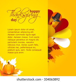 vector abstract elements on autumn holiday Thanksgiving, turkey, turkey yellow leaves, graphic design illustration on the feast day of Thanksgiving