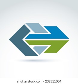 Vector abstract emblem with colorful arrow Ã?Â¢?? right, direction sign, pointer. Double forward symbol.