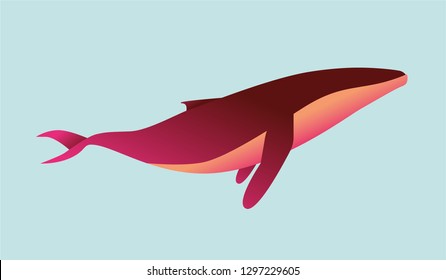 Vector of abstract emblem and logo design in bright gradient colors - whale