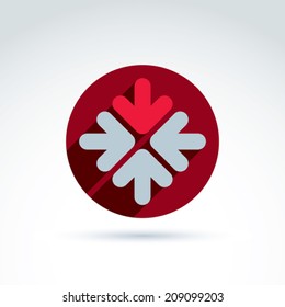 Vector abstract emblem with multidirectional arrows  up, down, left, right, direction sign. Conceptual corporate symbol.