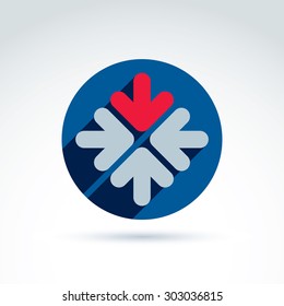 Vector abstract emblem with multidirectional arrows Ã¢?? up, down, left, right, direction sign. Conceptual corporate symbol.