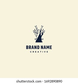 Vector abstract emblem - outline monogram - tree symbol - concept for organic shop - logo design template