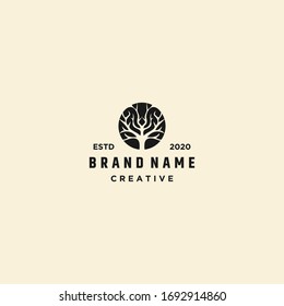 Vector abstract emblem - outline monogram - tree symbol - concept for organic shop - logo design template