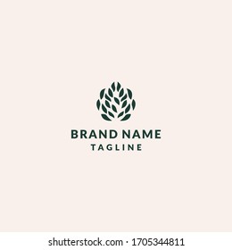 Vector abstract emblem - outline monogram - tree leaf symbol - concept for organic shop - logo design template