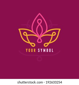 Vector abstract emblem - outline monogram - flower symbol - concept for organic shop or yoga studio - logo design template