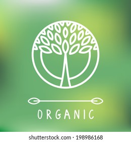 Vector abstract emblem - outline monogram - tree symbol - concept for organic shop - abstract design element - logo design template