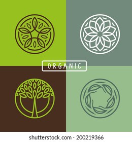 Vector abstract emblem - outline monogram - ecology sign and icons - logo design templates
