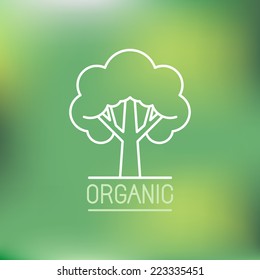 Vector abstract emblem - outline monogram - tree symbol - concept for organic shop - abstract design element - logo design template