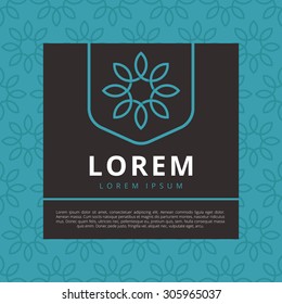 Vector abstract emblem - outline monogram - flower symbol - multipurpose set of design elements - logo and pattern