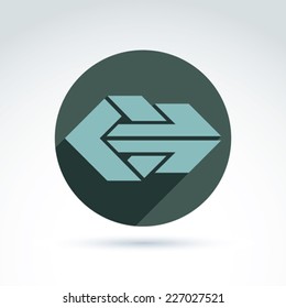 Vector abstract emblem with right arrow Ã?Â¢?? direction sign, pointer. Forward symbol placed in a circle.