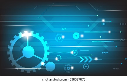 Vector abstract engineering future technology on blue background.