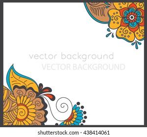 Vector abstract ethnic background with henna patterns. Stock mehndi illustration for design