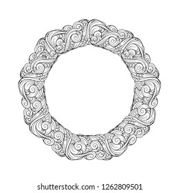 Vector abstract ethnic elements black and white frame.