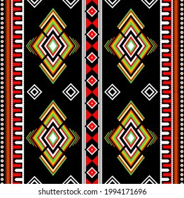 Vector abstract ethnic geometric pattern design for background or wallpaper, Seamless ethnic pattern. Handmade. Horizontal stripes. Vector illustration