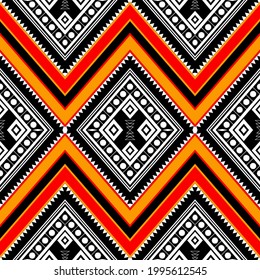 Vector abstract ethnic geometric pattern design for background or wallpaper, Seamless ethnic pattern. Handmade. Horizontal stripes. Vector illustration