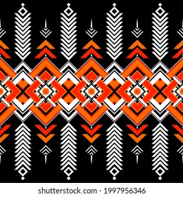 Vector abstract ethnic geometric pattern design for background or wallpaper, Seamless ethnic pattern. Handmade. Horizontal stripes. Vector illustration