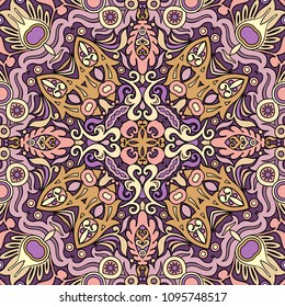 Vector abstract ethnic hand drawn color background