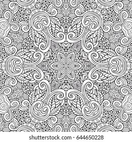 Vector abstract ethnic hand drawn outline seamless pattern