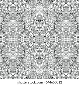 Vector abstract ethnic hand drawn outline seamless pattern