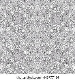 Vector abstract ethnic hand drawn contour seamless pattern