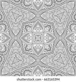 Vector abstracto étnico dibujado a mano línea de arte sin patrón