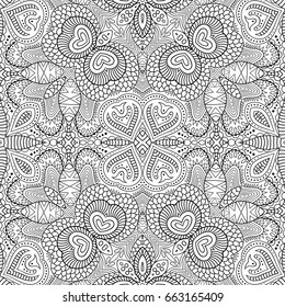 Vector abstract ethnic hand drawn line art seamless pattern
