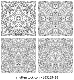 Vector abstract ethnic hand drawn backgrounds set