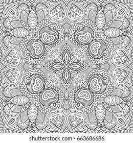 Vector abstract ethnic hand drawn line art seamless pattern