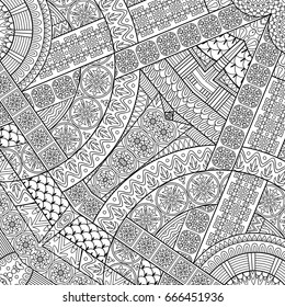 Vector abstract ethnic hand drawn line art background