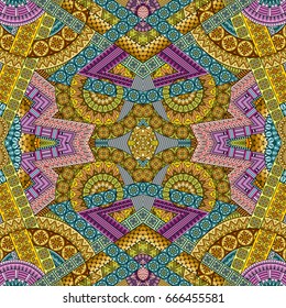 Vector abstract ethnic hand drawn seamless pattern