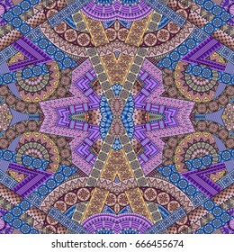 Vector abstract ethnic hand drawn seamless pattern